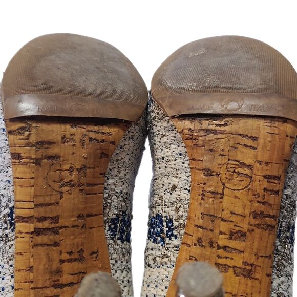 Chanel [Authentic] Metallic Tweed Rhinestone CC Closed Toe 3" Heels Size 6.5 - 7 - Picture 9 of 13
